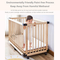 Dripex Baby Convertible Cots Wooden crib pine crib with rollers Wooden Cot Bed, unpainted and seamless stitching newborn crib, multifunctional sofa bed, playpen (100x65cm)