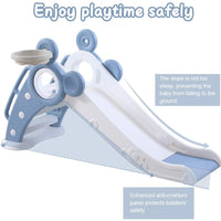 Yoleo Kids Slide Indoor Outdoor Climber Sports Folding Plastic Slide with Basketball