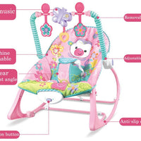 Baby Bouncer Soothing Vibration Rocker Cradle, Swing and Seat Chair Set, Soft Musical, Toys, Adjustable Recline Positions, Suit for Infant to Toddler