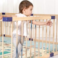 Dripex Wooden Baby Playpen, 8 Panels Large Play Fence for Toddlers, Kids Rectangle Activity Center Safety Play Yard with Lockable Door for Indoor and Outdoor