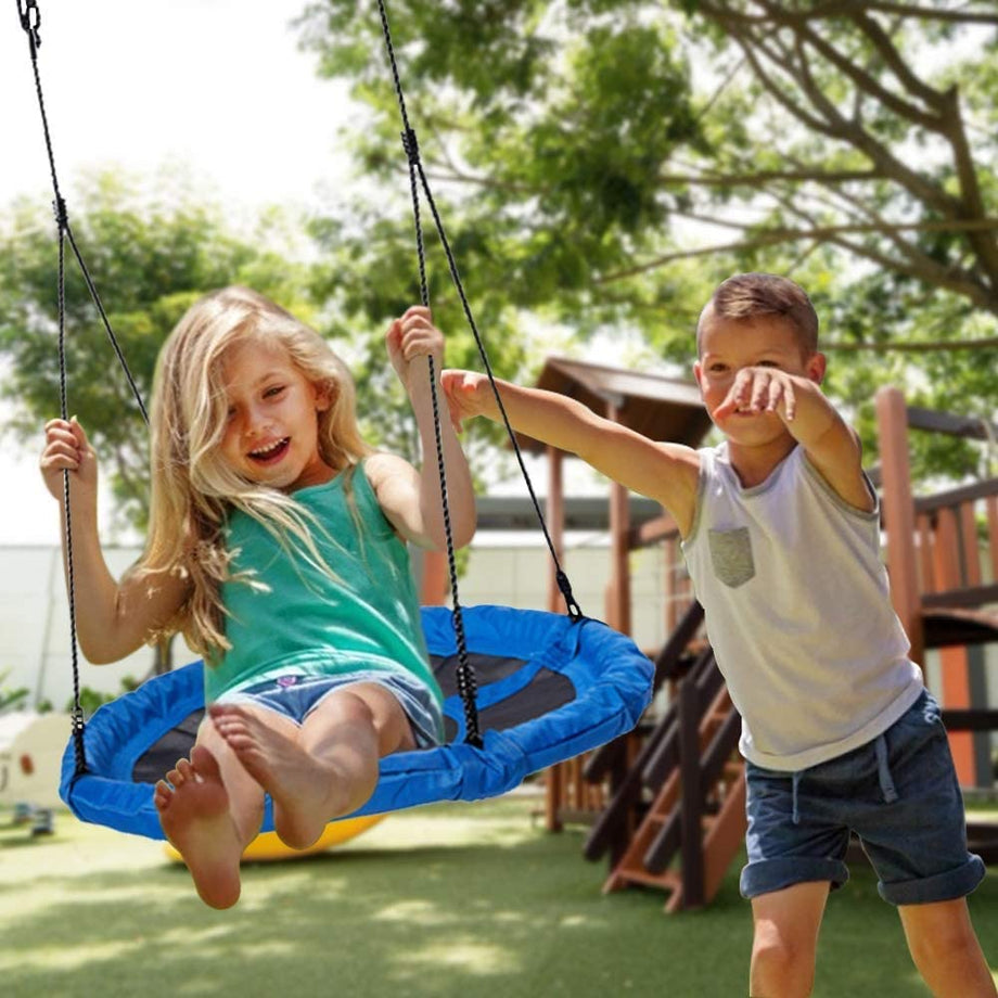 Dripex Nest Swing Children's Swing Tree Swing Seat Round swing for Outdoor Backyard Garden, Oxford, Blue, Up to 150 kg, 100