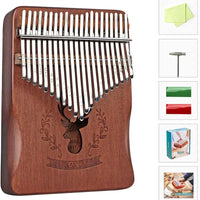 Dripex Kalimba Thumb Piano with Study Instruction and Tune Hammer, Finger Marimba Instrument(Mahogany)