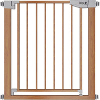 Dripex Stair Gate for Baby and Pet, Baby Safety Gate Pressure Fit, Metal Safety Gate for Doors and Stairs, Adjustable 75 cm - 82cm, One-Handed Operation, Auto Close Baby Gate, Wood Pattern Color