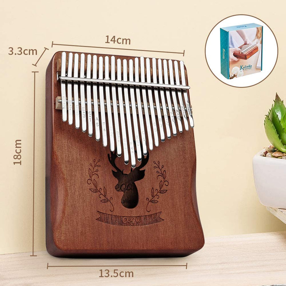 Dripex Kalimba Thumb Piano with Study Instruction and Tune Hammer, Finger Marimba Instrument(Mahogany)
