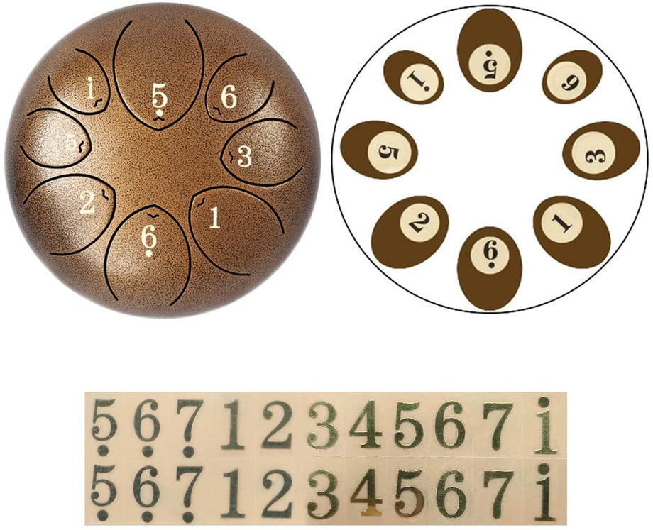 Dripex Steel Tongue Drum 8 Notes 8 Inch Percussion Instrument Handpan Ethereal Drum with with Bag, Music Book, Mallets, Finger Picks