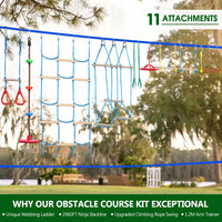 Ninja Warrior Obstacle Course for Kids - 2X50FT Ninja Slackline with Most Complete Accessories for Kids