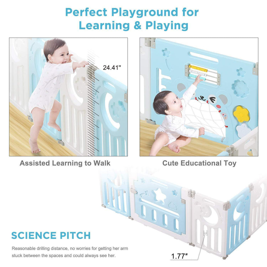 Dripex Upgrade Foldable Kids Activity Centre Safety Play Yard 14Panels