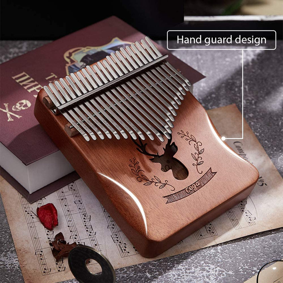 Dripex Kalimba Thumb Piano with Study Instruction and Tune Hammer, Finger Marimba Instrument(Mahogany)