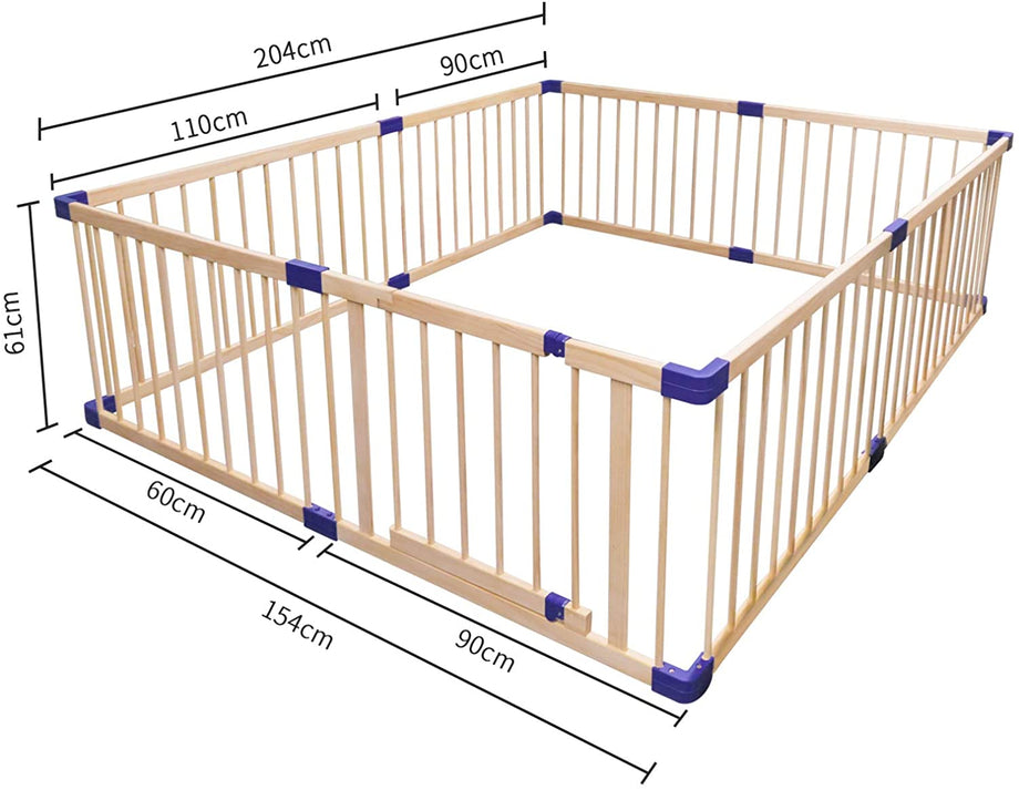 Dripex Wooden Baby Playpen, 8 Panels Large Play Fence for Toddlers, Kids Rectangle Activity Center Safety Play Yard with Lockable Door for Indoor and Outdoor