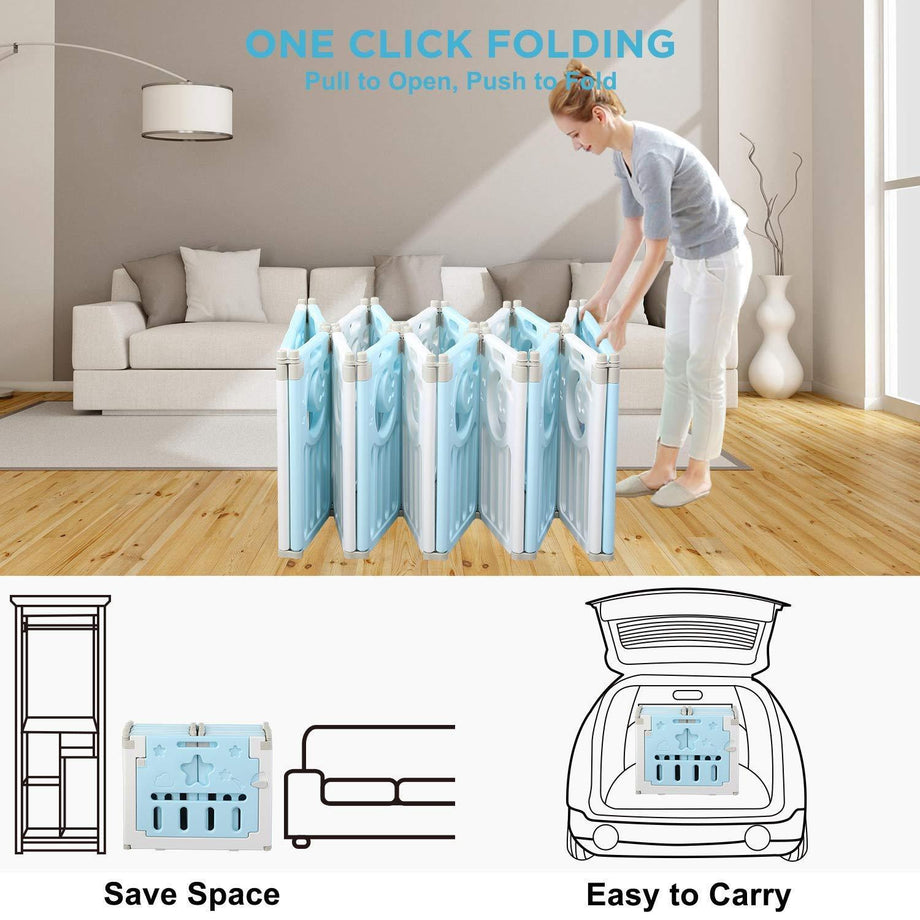 Dripex Upgrade Foldable Kids Activity Centre Safety Play Yard 14Panels