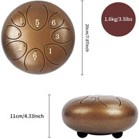 Dripex Steel Tongue Drum 8 Notes 8 Inch Percussion Instrument Handpan Ethereal Drum with with Bag, Music Book, Mallets, Finger Picks