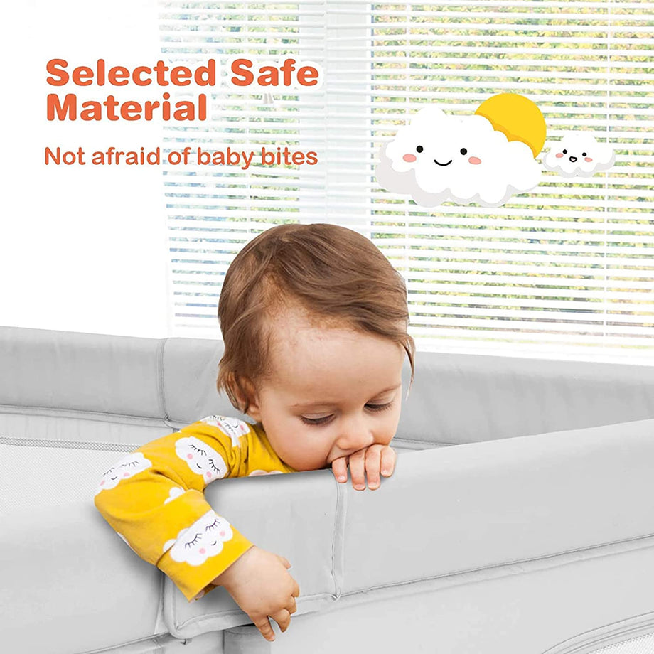 Baby Playpen, Indoor & Outdoor Kids Activity Center with Anti-Slip Base, Sturdy Safety Play Yard with Super Soft Breathable Mesh, Kid's Fence for Infants Toddlers(Grey) (150*150CM)