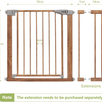 Dripex Stair Gate for Baby and Pet, Baby Safety Gate Pressure Fit, Metal Safety Gate for Doors and Stairs, Adjustable 75 cm - 82cm, One-Handed Operation, Auto Close Baby Gate, Wood Pattern Color