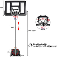 Dripex Portable 10ft Basketball Backboard Hoop