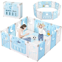 Dripex Upgrade Foldable Kids Activity Centre Safety Play Yard 14Panels