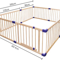 Dripex Wooden Baby Playpen, 8 Panels Large Play Fence for Toddlers, Kids Rectangle Activity Center Safety Play Yard with Lockable Door for Indoor and Outdoor