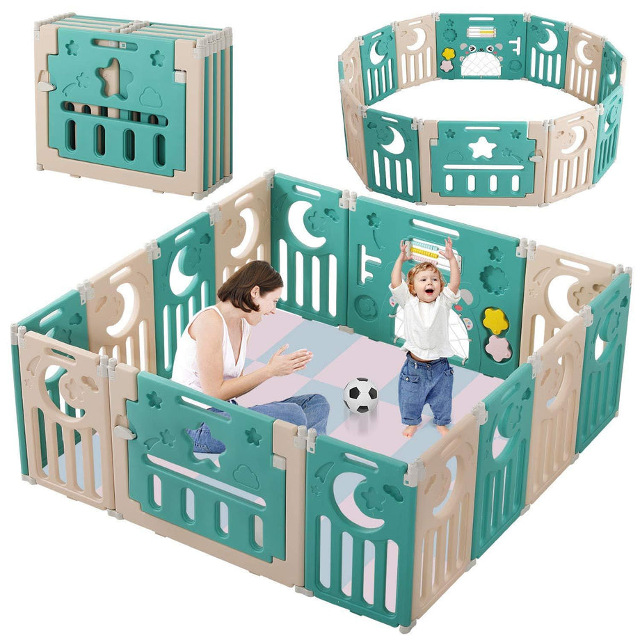 Dripex Upgrade Foldable Kids Activity Centre Safety Play Yard 14Panels