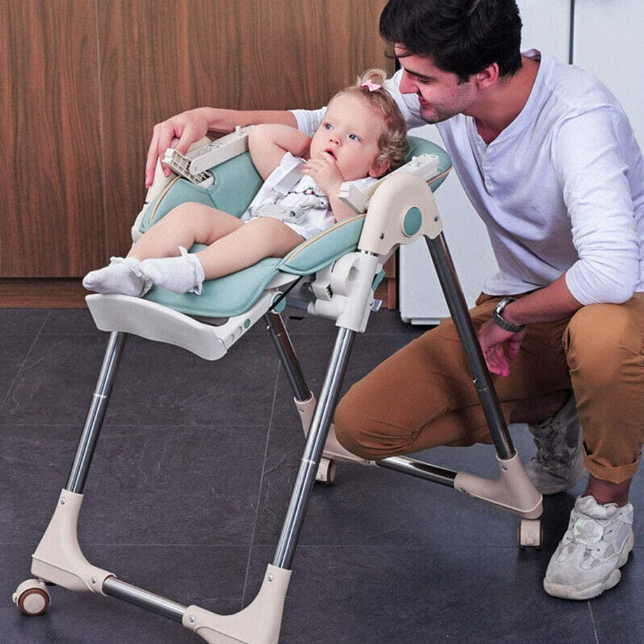 Yoleo Compact Baby High Chair for Babies and Toddlers with Removable Tray,5 Point Seat Belt Highchairs from 6 Months to 4 Years Old (Mint Green)