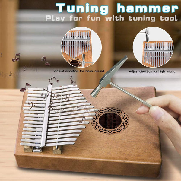 Dripex Kalimba Thumb Piano with Study Instruction and Tune Hammer, Finger Marimba Instrument(Mahogany)