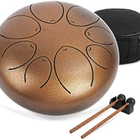 Dripex Steel Tongue Drum 8 Notes 8 Inch Percussion Instrument Handpan Ethereal Drum with with Bag, Music Book, Mallets, Finger Picks