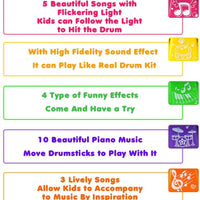 Kids Drum Kit Toy Drum Set Baby Musical Instruments for Toddlers Nursery Rhymes Electronic for Children Kid Boys Girls 3 4 5 Year Olds