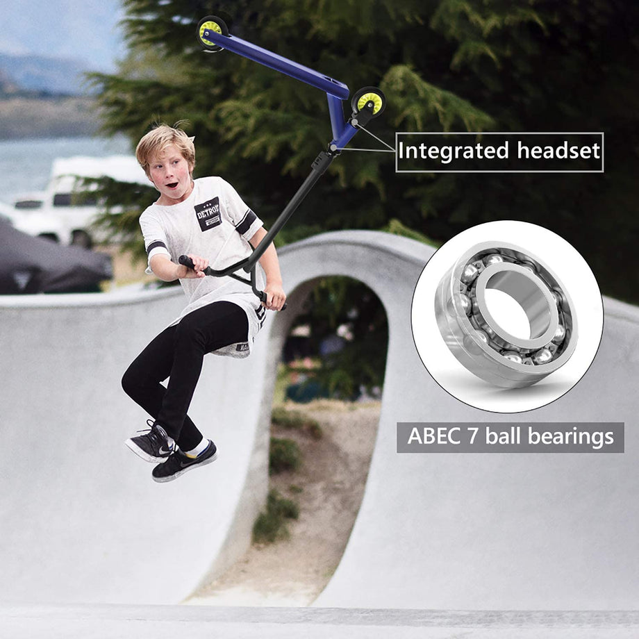 OUNUO Pro Stunt Scooter - Kick Scooter with ABEC 7 ball bearings，CNC 6061-T6 Aluminum Fork - Intermediate and Beginner Freestyle Tricks Scooters for Kids 8 Years and Up, Teens and Adults