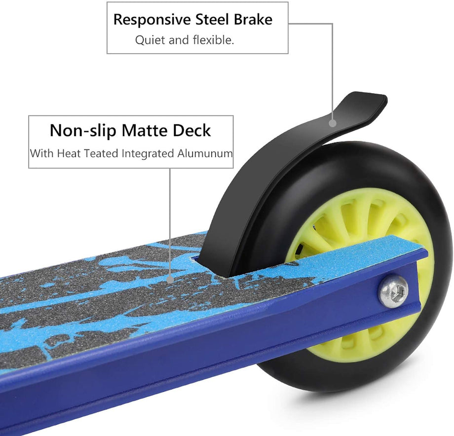 OUNUO Pro Stunt Scooter - Kick Scooter with ABEC 7 ball bearings，CNC 6061-T6 Aluminum Fork - Intermediate and Beginner Freestyle Tricks Scooters for Kids 8 Years and Up, Teens and Adults