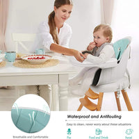 Yoleo Baby High Chair 4 in 1 Wooden High Chair Modern Design Booster Chair with Double Removable Tray Wooden Legs and 360° Rotatable Turntable for Baby Infants Toddlers