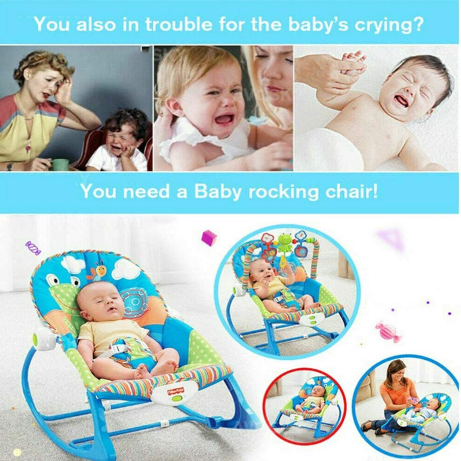 Baby Bouncer Soothing Vibration Rocker Cradle, Swing and Seat Chair Set, Soft Musical, Toys, Adjustable Recline Positions, Suit for Infant to Toddler