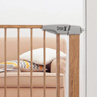 Dripex Stair Gate for Baby and Pet, Baby Safety Gate Pressure Fit, Metal Safety Gate for Doors and Stairs, Adjustable 75 cm - 82cm, One-Handed Operation, Auto Close Baby Gate, Wood Pattern Color