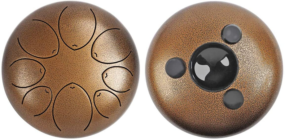 Dripex Steel Tongue Drum 8 Notes 8 Inch Percussion Instrument Handpan Ethereal Drum with with Bag, Music Book, Mallets, Finger Picks