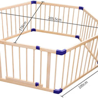 Dripex Wooden Baby Playpen, 8 Panels Large Play Fence for Toddlers, Kids Rectangle Activity Center Safety Play Yard with Lockable Door for Indoor and Outdoor
