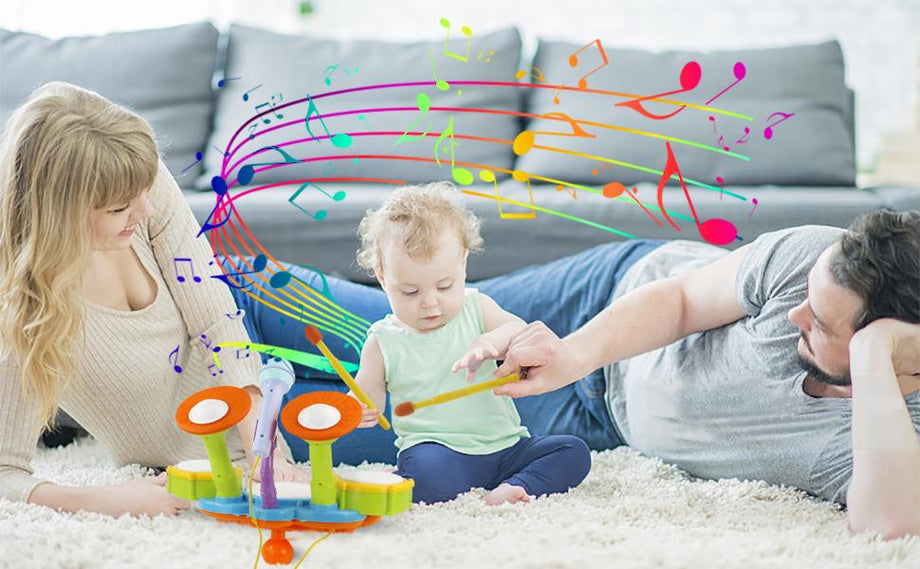 Kids Drum Kit Toy Drum Set Baby Musical Instruments for Toddlers Nursery Rhymes Electronic for Children Kid Boys Girls 3 4 5 Year Olds
