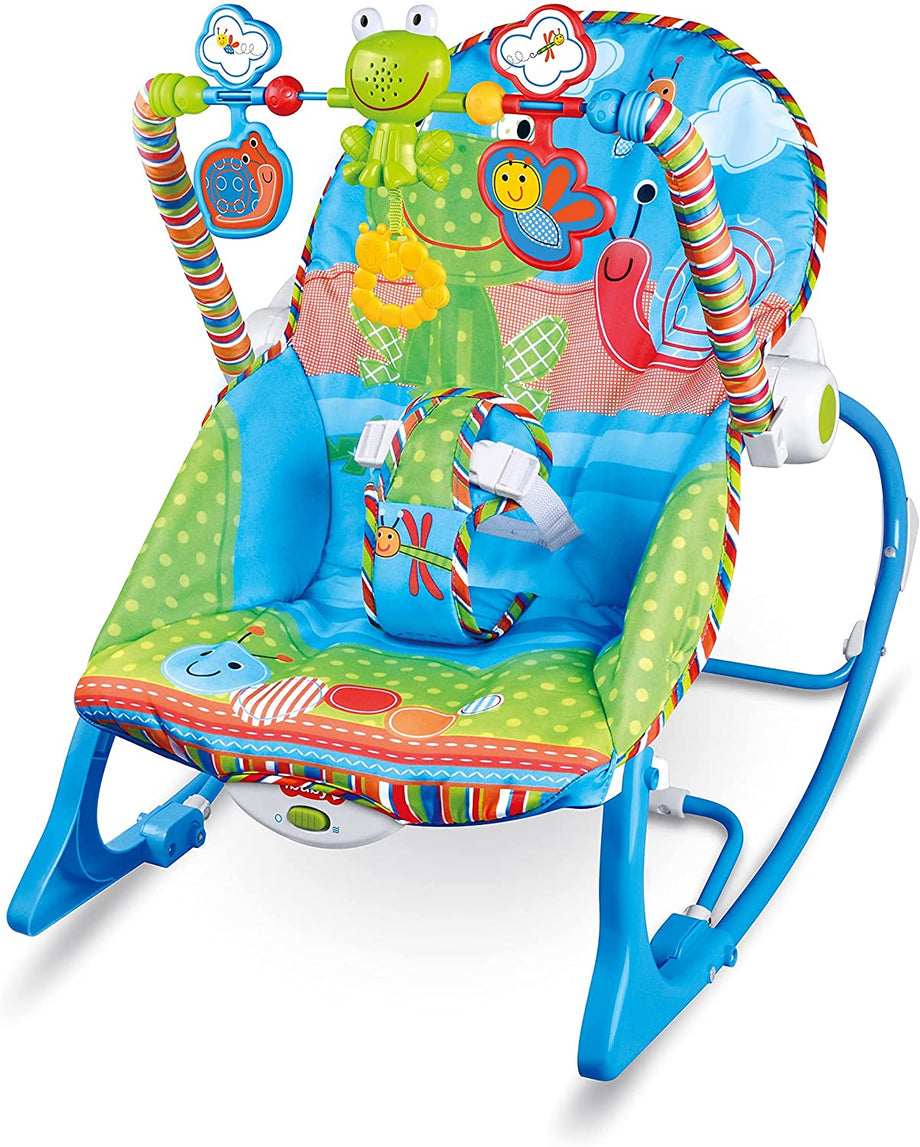 Baby Bouncer Soothing Vibration Rocker Cradle, Swing and Seat Chair Set, Soft Musical, Toys, Adjustable Recline Positions, Suit for Infant to Toddler