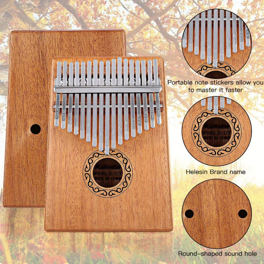 Dripex Kalimba Thumb Piano with Study Instruction and Tune Hammer, Finger Marimba Instrument(Mahogany)