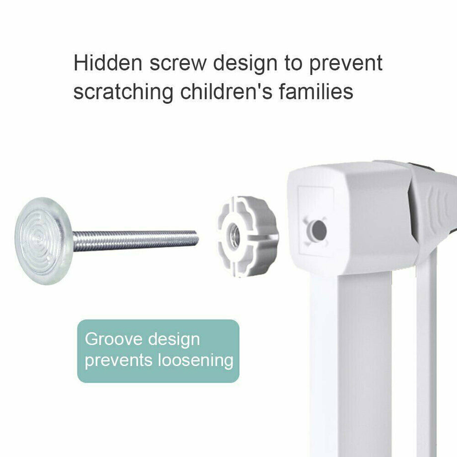 Auto Close Pressure Fit Safety Gate Door Barrier Home Indoor Stair Fence White