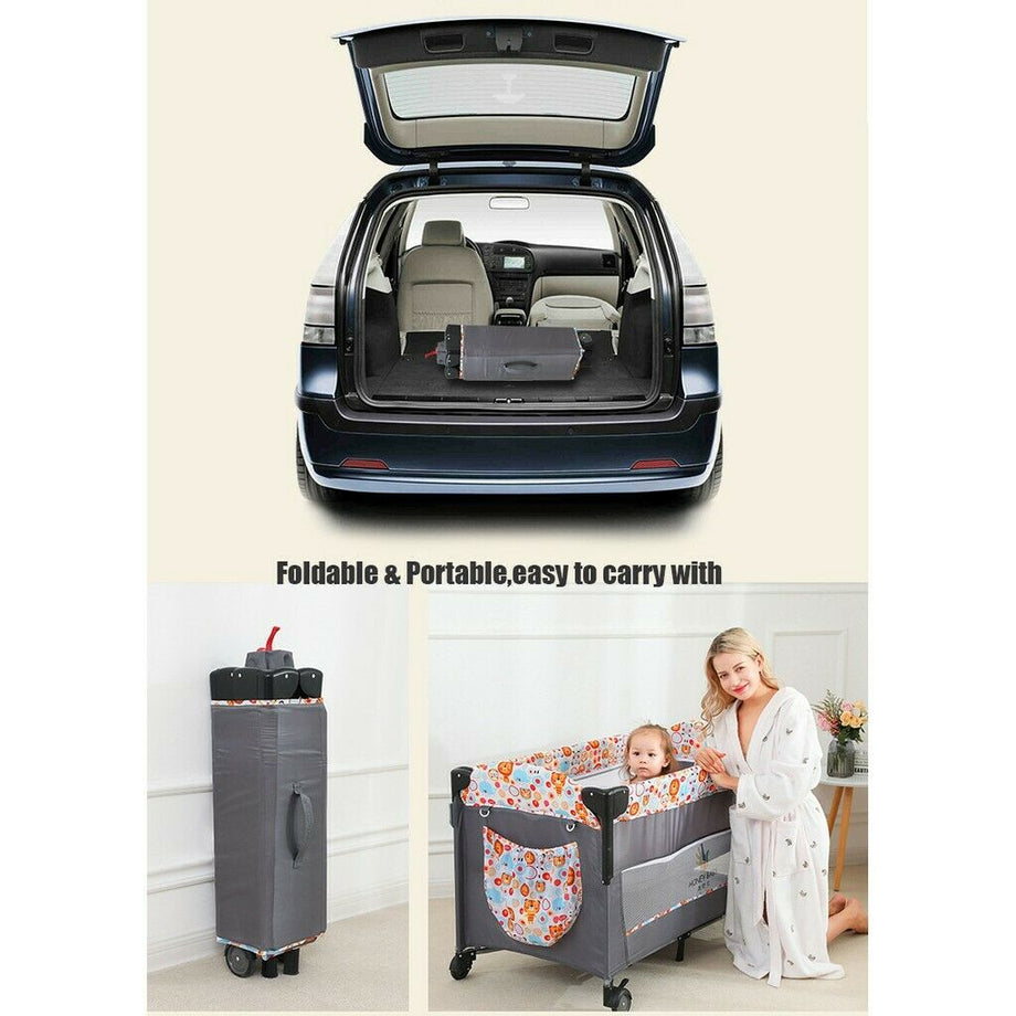 Bedside Sleeping Crib Adjustable Baby Next To Me Bed Foldable Travel Cot Sleeper