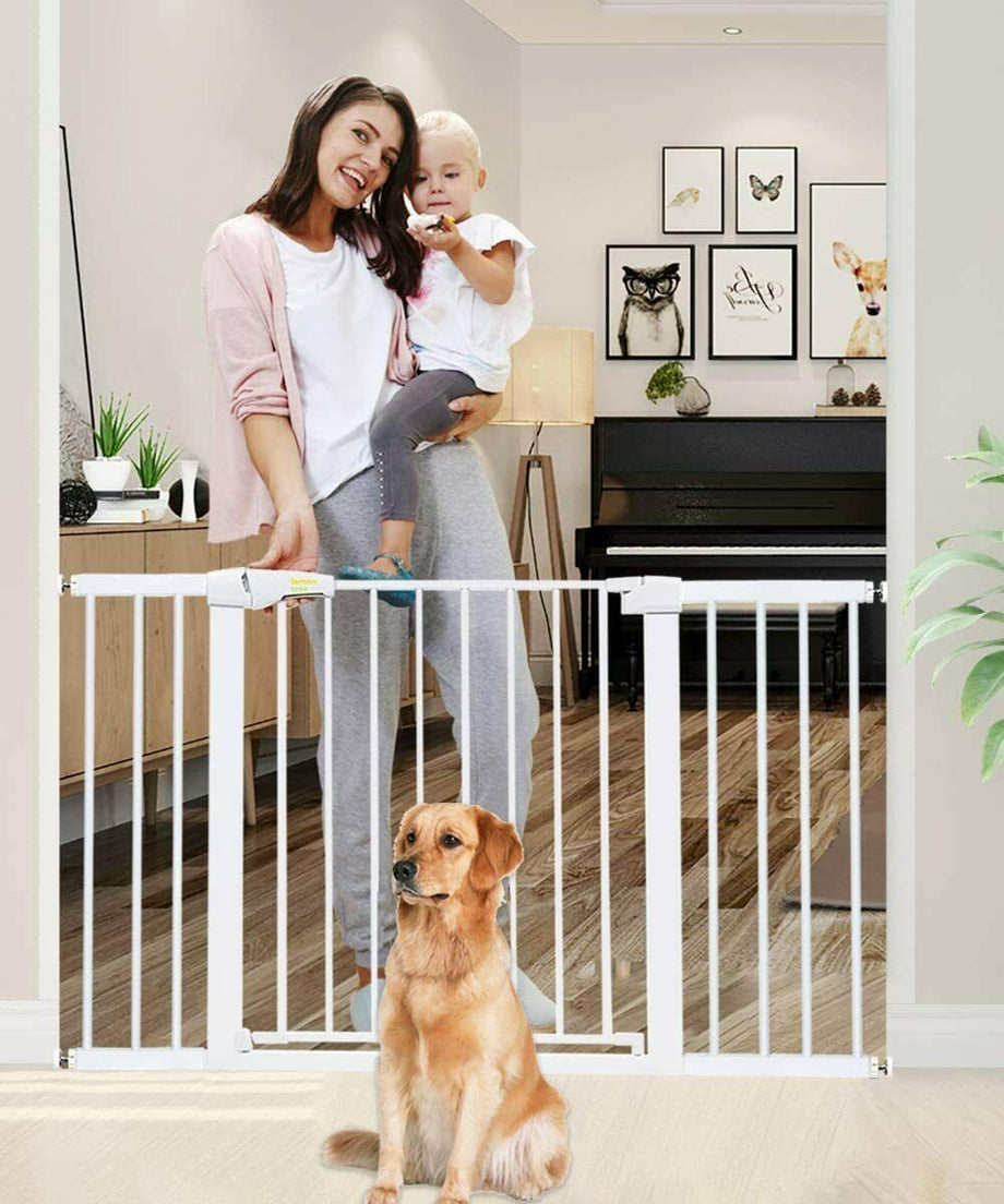 Auto Close Pressure Fit Safety Gate Door Barrier Home Indoor Stair Fence White