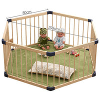 Dripex Wooden Baby Playpen, 8 Panels Large Play Fence for Toddlers, Kids Rectangle Activity Center Safety Play Yard with Lockable Door for Indoor and Outdoor