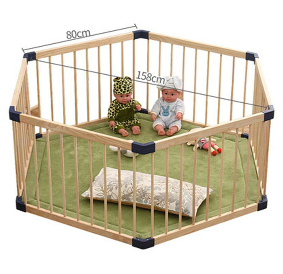 Dripex Wooden Baby Playpen, 8 Panels Large Play Fence for Toddlers, Kids Rectangle Activity Center Safety Play Yard with Lockable Door for Indoor and Outdoor