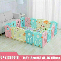 8+2 Panel Baby Playpen Plastic Foldable Kids Safety Play Yard Indoor Outdoor Toy