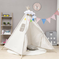 Foldable Wooden Canvas Kids Teepee Play Tent Portable Pop Up Playhouse
