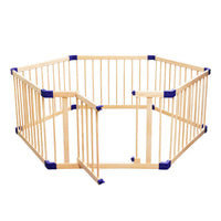 Dripex Wooden Baby Playpen, 8 Panels Large Play Fence for Toddlers, Kids Rectangle Activity Center Safety Play Yard with Lockable Door for Indoor and Outdoor