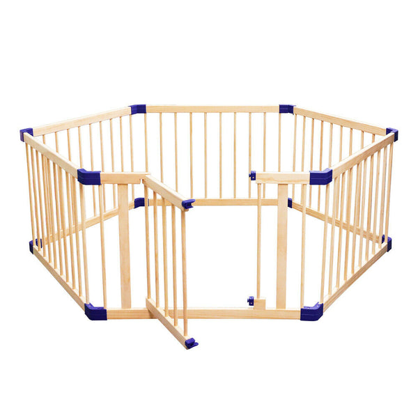 Dripex Wooden Baby Playpen, 8 Panels Large Play Fence for Toddlers, Kids Rectangle Activity Center Safety Play Yard with Lockable Door for Indoor and Outdoor