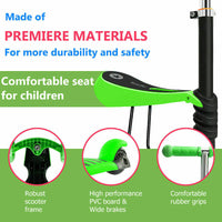 Kids Girls Boys Scooter 3 Wheel Adjustable Push Kick Scooter With Seat Led Light