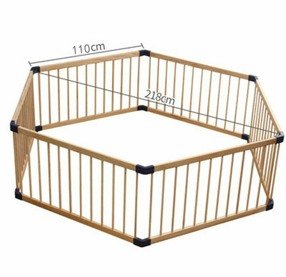 Dripex Wooden Baby Playpen, 8 Panels Large Play Fence for Toddlers, Kids Rectangle Activity Center Safety Play Yard with Lockable Door for Indoor and Outdoor