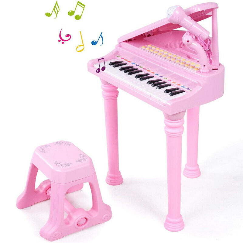 31 Key Princess Grand Piano Toy for Kids Boy Girl Children w/ Stool & Microphone