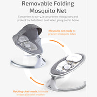 Electric Infant Baby Bouncer Swing Chair Musical Rocking Bouncy Cradle Seat Grey