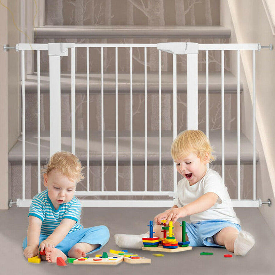 Auto Close Pressure Fit Safety Gate Door Barrier Home Indoor Stair Fence White