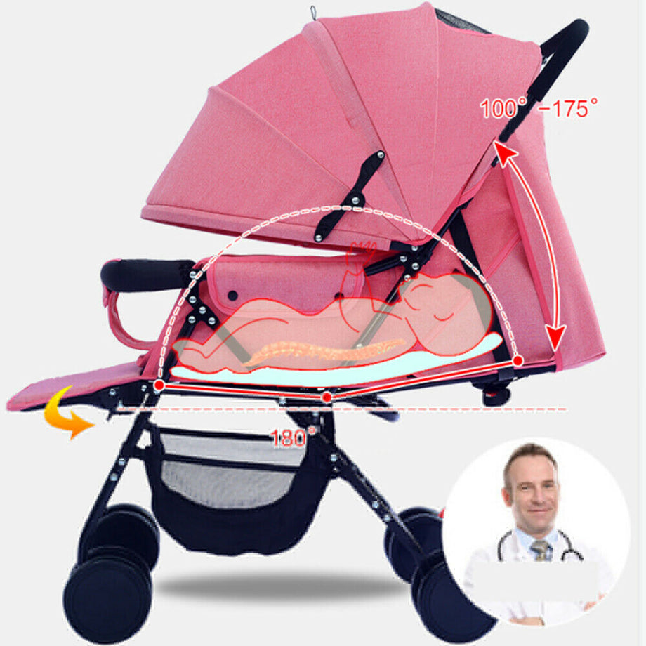 Foldable Baby Trolley Stroller Pushchair Pram Toddler Buggy Lightweight Travel